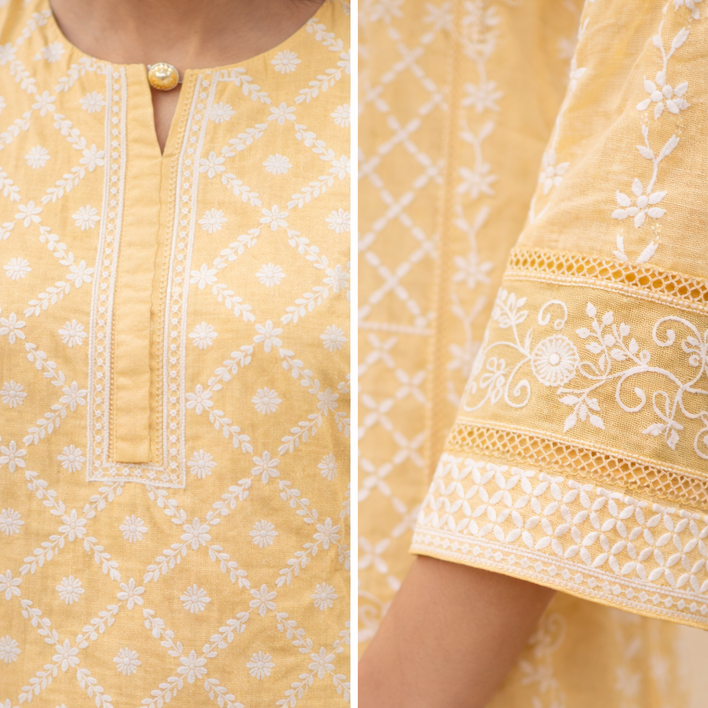 Cotton 3PC Suit with Embroidered Chiffon Dupatta